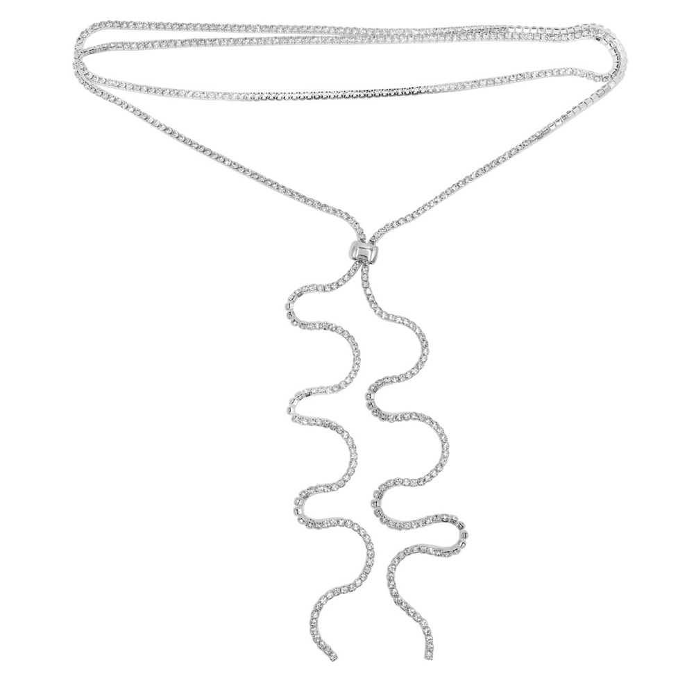 Single Line Rhinestone Adjustable Length Necklace - Picture 4 of 4